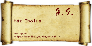 Ház Ibolya névjegykártya